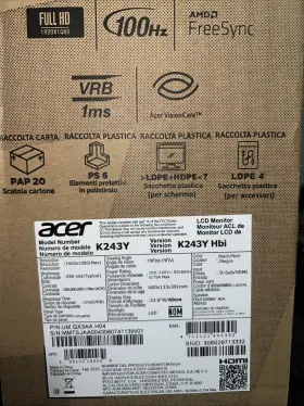 K243Y-HBI ACER Fhd Led Monitor Freesync