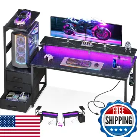 B0D9QK989N AODK Gaming Desk Usb Charging Ports Led Reversible