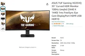 VG35VQ ASUS Tuf Gaming Curved Monitor Wqhd Stand