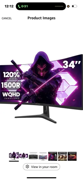 CR340HDM CRUA Gaming Monitor Ultrawide Curved Wq