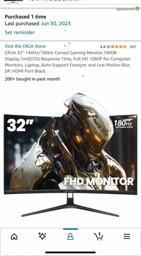 CR320HD CRUA Curved Gaming Monitor Display Gtg