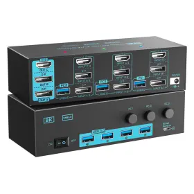 B0FC5PVXYD DXCHIP Triple Monitor Kvm Switch Computers Port