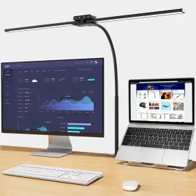 B08C5HG5CS EPPIEBASIC Led Dual Head Desk Lamp Clamp Auto Dim