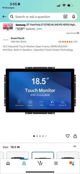 GT-TM-1852C-CTW-HD GREENTOUCH Touch Screen Monitor Frame Usb