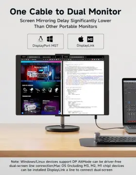 JSUSPM0205BK16IN JSAUX Flipgo Pro Dual Screen Monitor Triple