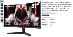 27E6CA KOORUI Dual Curved Gaming Monitor Mount