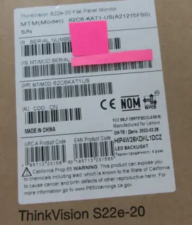 62C6-KAT1-US LENOVO Thinkvision Flat Panel Monitor