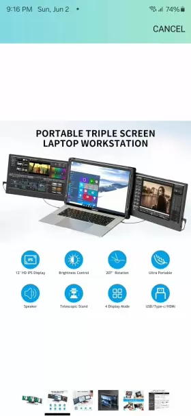 850001446068 MOBILEPIXELS Mobile Pixels Duex Monitor Laptops