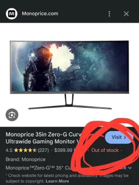 38035 MONOPRICE Curved Ultrawide Gaming Monitor