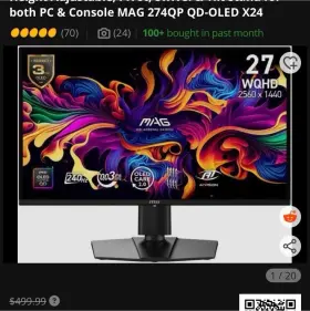 274QP MSI Mag Qd Oled Gaming Monitor Wqhd Adaptive Sync