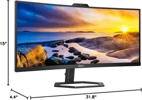34E1C5600HE PHILIPS Ultrawide Qhd Monitor Webcam Speakers Usb #2