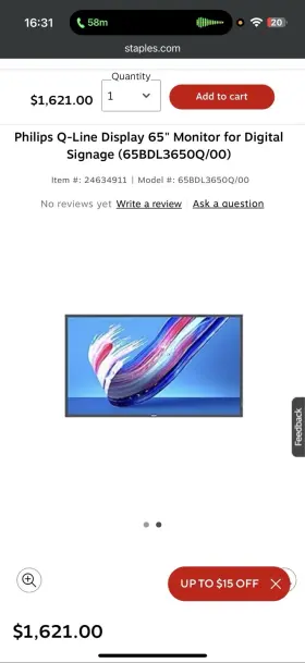 65BDL3650Q-00 PHILIPS Line Signage Monitor