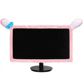 ZK-REMAGR-1737 REMAGR Pink Furry Monitor Cover Bunny Ears Tv