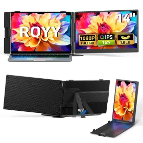 Royy 199874092591 14.2 Inch Laptop Screen Extender Portable Monitor 180 Rotation Fhd 1080
