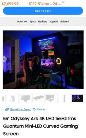 LS55BG970NUXXU SAMSUNG Odyssey Ark Uhd Mini Led Smart Gaming