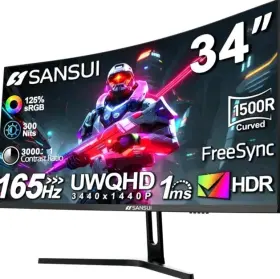 B0CWQMZPJC SANSUI Curved Gaming Monitor Uwqhd Pip Hdr