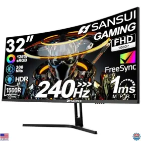 B0DD7GPXFH SANSUI Curved Gaming Monitor Fhd Mprt Hdmi Dp Vesa