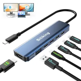 B0DF4RWPFR SILIKING Usb Hub Dual Monitor Video Docking