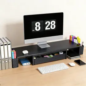 B0F1YFDDV6 SPACREA Dual Monitor Stand Riser Drawer Pen Desk B0F1YFDDV6 SPACREA Dual Monitor Stand Riser Drawer Pen Desk