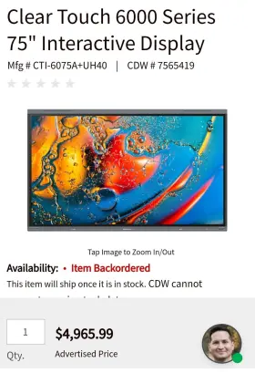 CTI-6075A VIEWSONIC Viewboard Interactive Display