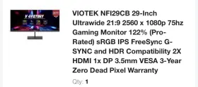 NFI29CB VIOTEK Ultrawide Ips Gaming Monitor Hdmi Dp