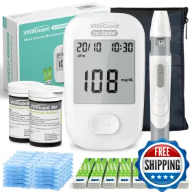 B0FJLSQZGY VIVAGUARD Talking Blood Glucose Monitor Meter Kit