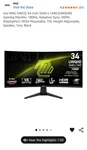 Msi Mag 346cq - 34-inch 3440 X 1440 (uwqhd) Curved Gaming Monitor, 180hz. Fixed Price $300.00.