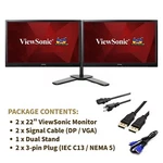 2x Viewsonic Vg2228wm 22" Fhd 1080p Led Monitor W/ Stand Dvi To Dp Vga Grade B. Fixed Price $89.88.