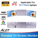 Alcopaca Al07 14" Portable Tri-screen Monitor Fhd Ips Type-c Display For Working. Fixed Price $203.79.