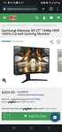 Samsung Odyssey G5 27" Curved Gaming Monitor - Black. Fixed Price $245.00.