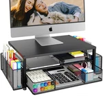 Opnice 2-tier Monitor Stand Riser W/ Drawer & Pen Holders, Laptop Stand, Black. Fixed Price $40.21.