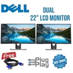 Dual Dell Matching 22" Widescreen Lcd Monitors W/ Stand Cables Vga Gaming. Fixed Price $89.99.