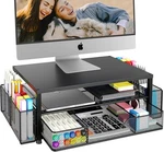 Desk Organizer And Accessories 2 Tier Computer Monitor Stand With Drawer. Fixed Price $43.23.