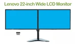 Lot 2 Lenovo Universal Office Monitor Hdmi 22" Dual Grade A W/2in1 Stand. Fixed Price $89.99.