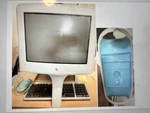 Apple Power Macintosh G3 Blue & White Tower M5183 W/original 17"monitor Keyboard. Fixed Price $450.00.