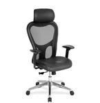 Lorell High-back Executive Chair, 25"w X23-5/8"d X 53"h, Black Leather Seat/mesh. Fixed Price $320.00.