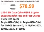 One Elo Usb-c 6ft Data Cable Usb3.1 Male Up To 5gbps Transfer Rate & Fast Charge. Fixed Price $27.30.