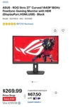 Asus Rog Strix 27 1440p Hdr400 Usb-c Curved Gaming Monitor (xg27wcs) - Qhd (256. Fixed Price $247.99.