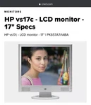 Hp Vs17c Lcd 17" Monitor Vga Internal Speakers Pk657a7#aba. Fixed Price $54.99.