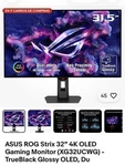 Asus Rog Strix 32in 4k 3840x2160 Oled 165hz Gaming Monitor Xg32ucwg. Fixed Price $580.00.