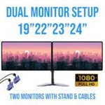 Dual Hp Dell Viewsonic Large Monitor 19" 22" 23" 24" Fhd Lcd Widescreen. Fixed Price $89.99.