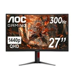 Gaming Monitor 27 Curved Qhd 2560x1440 300hz Aoc Cq27g4zh Adjustable 1500r 0.3ms. Fixed Price $369.99.