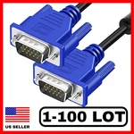 Lot Of 1-100 Vga Monitor 15 Pin M/m Male To Cable Cord For Pc Tv Laptop. Fixed Price $5.59.