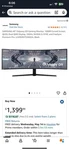 Samsung Odyssey G9 95t 49" Qled Curved Gaming Monitor - Black. Fixed Price $800.00.