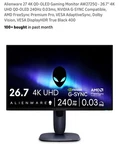 New! 27 4k Qd-oled 240hz Alienware Gaming Monitor Aw2725q - 26.7" Uhd. Fixed Price $839.00.
