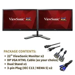 2x Viewsonic Led 22" Fhd 60hz Monitor W/ 2in1 Stand Dp Vga Htmi Grade A. Fixed Price $99.99.