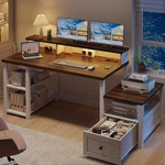 Enhomee 60.4" Computer Desk With Drawer & Power Outlet, Gaming Led Lig. Fixed Price $199.35.