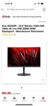 Acer Ei242qr - 23.6" Monitor 1920x1080 100hz Va 1ms Vrb 250nit Hdmi Displayport. Fixed Price $50.00.