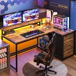 Enhomee L Shaped Gaming Desk With Monitor Stand & 3 Drawers, 48 Inch Computer De. Fixed Price $110.10.