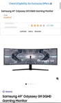 Samsung Odyssey G9 49" Dqhd Curved Qled Gaming Monitor 32:9 Black White. Fixed Price $700.00.